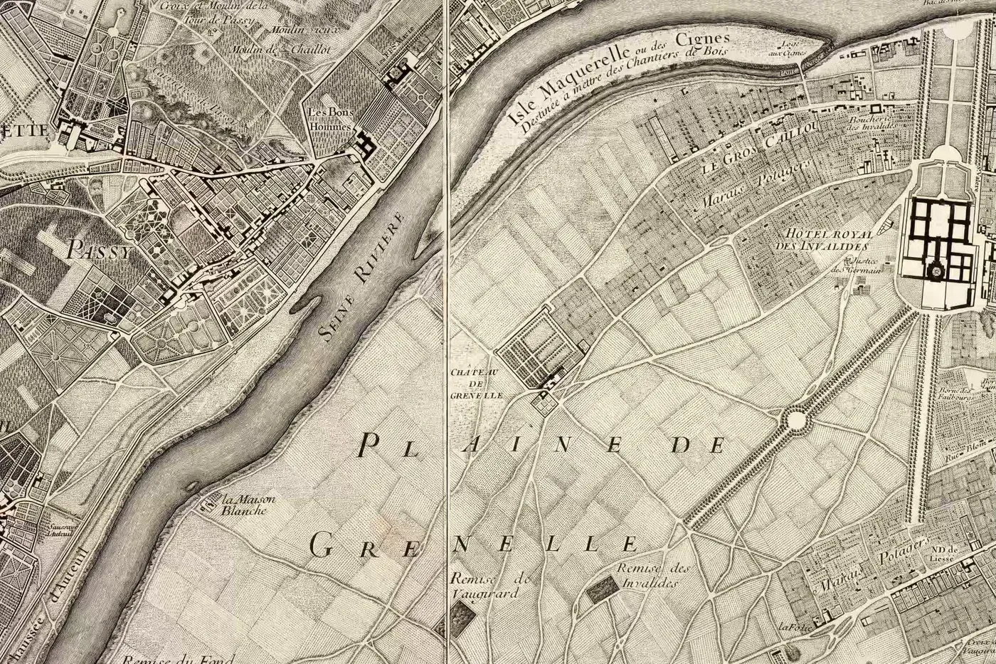 Carte ancienne de la plaine de Grenelle