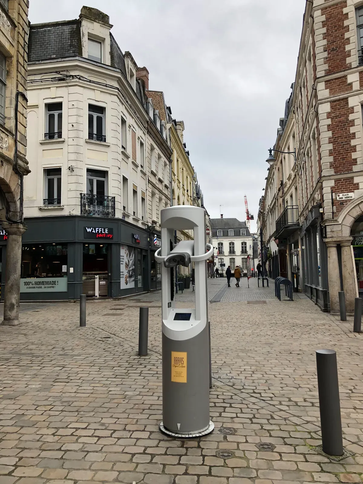 The Timescope kiosk installed in a pedestrian street of Arras