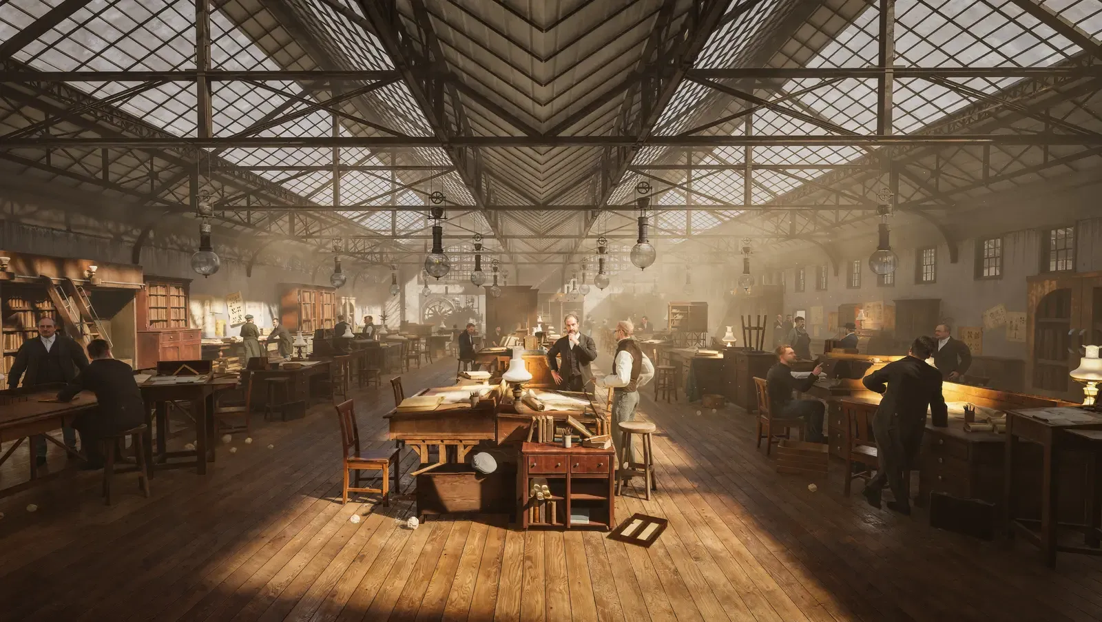 L’intérieur des ateliers Eiffel à Levallois-Perret, où furent forgées les pièces de la Tour