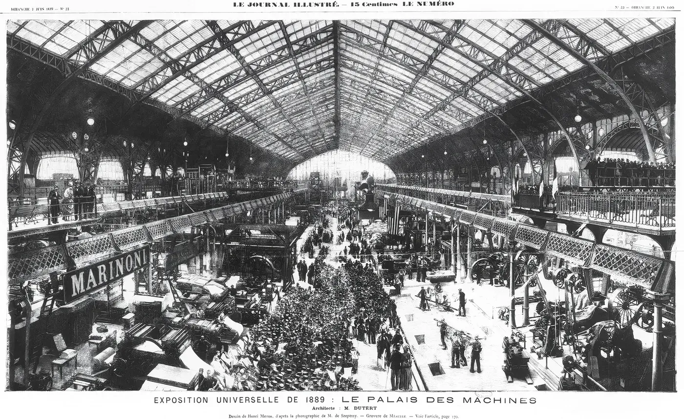 Gravure du Journal Illustré : la Galerie des Machines à l’Exposition universelle de 1889