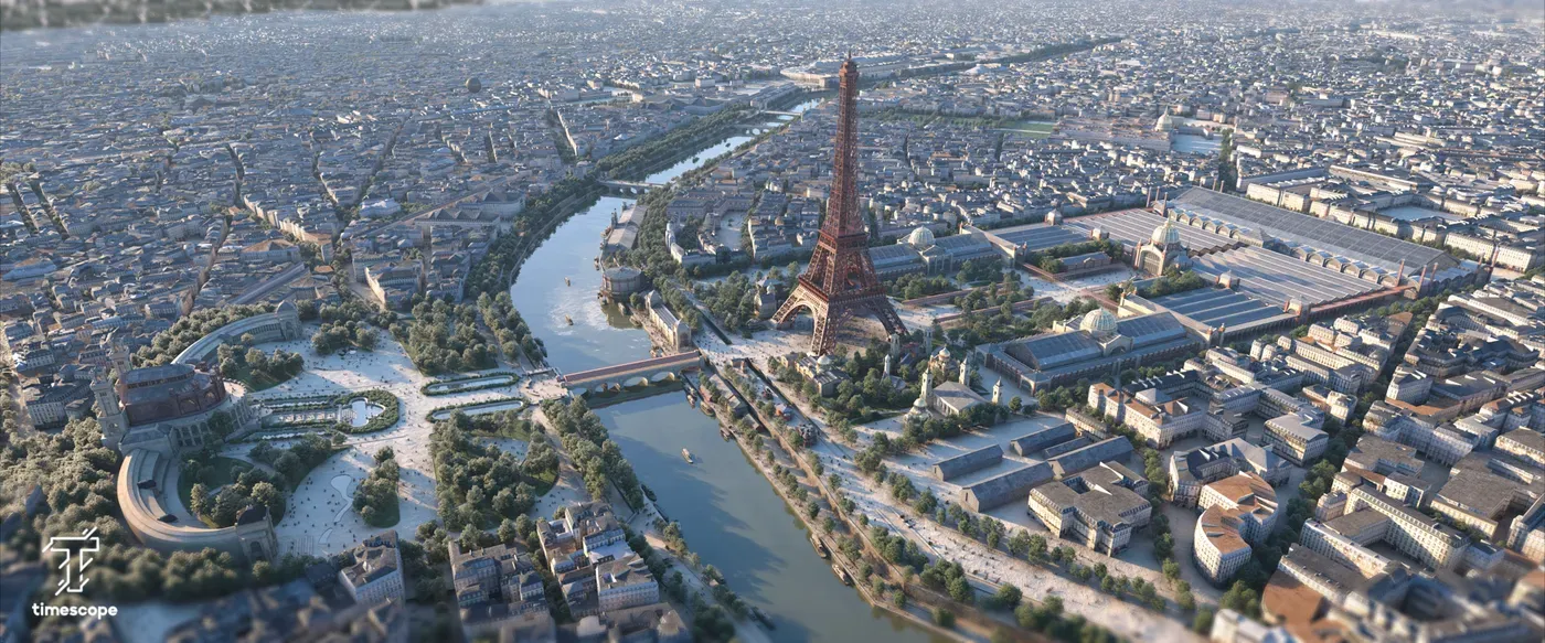 Vue Magnicity depuis la tour Montparnasse : le Paris de 1889 reconstitué en 3D