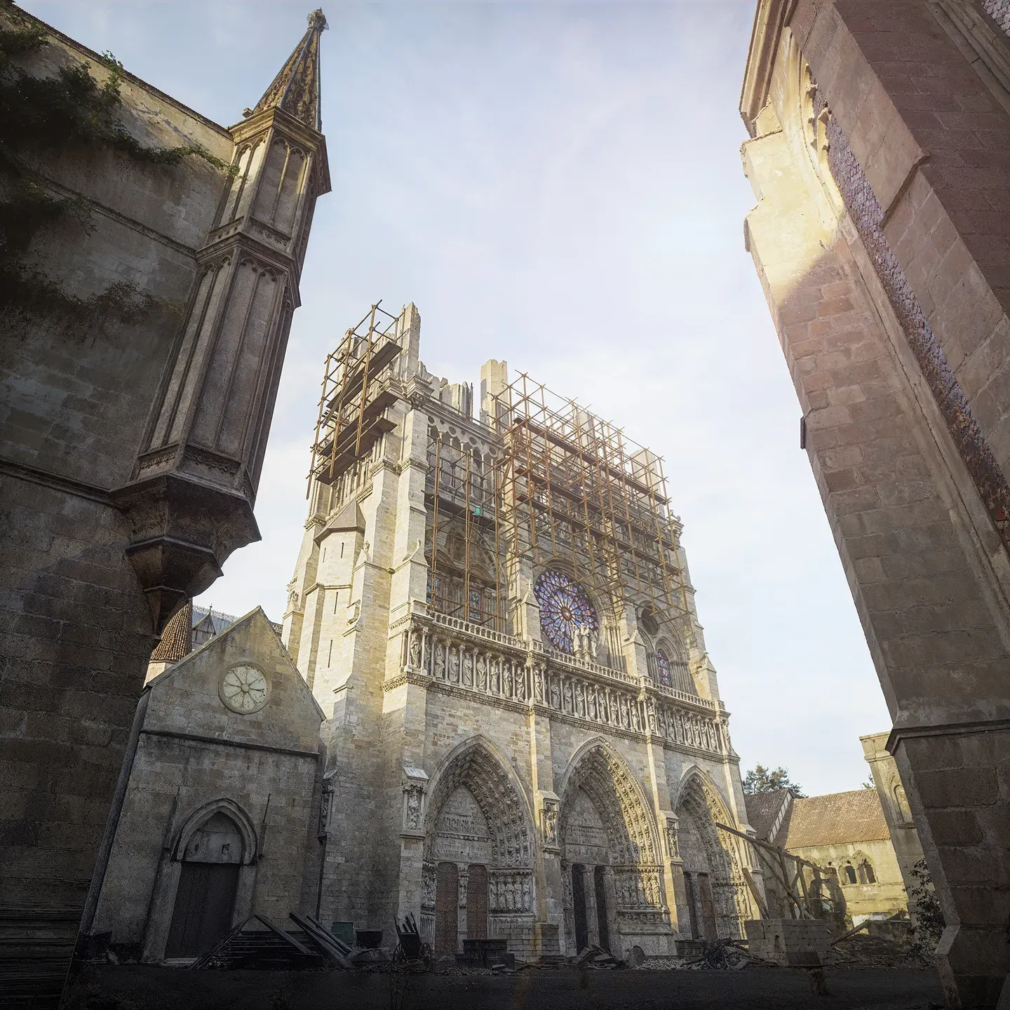 Notre-Dame de Paris en chantier au Moyen Âge, reconstituée en 3D par Timescope