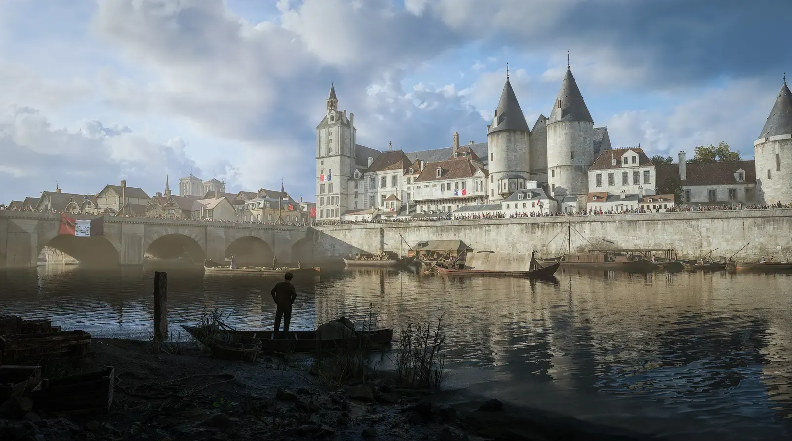 Paris en Révolution : la foule massée sur les bords de Seine devant l’Hôtel de Ville
