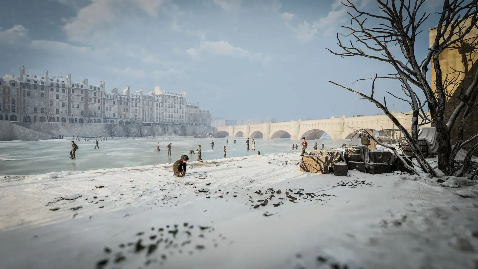 La Seine gelée à Paris