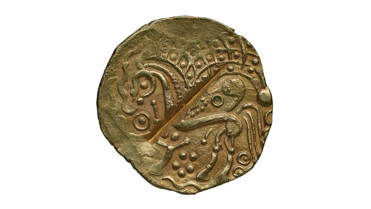 Gold stater of the Parisii, a Gallic coin with a stylised horse, Bibliothèque nationale de France